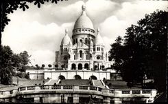 MODERN CARD Paris our Basilica Of the Sacring Heart and the Willette public garden