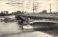 CPA Paris Le Pont Mirabeau Bateau Peniche 