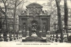 VINTAGE POSTCARD Paris Fountain De Medicis By Brush