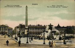 VINTAGE POSTCARD Paris Places Harmony the fountains and the obelisk