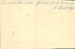 Mercado de París de la POSTAL de la VENDIMIA con las flores y la torre del reloj