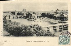 Panorama de París de la POSTAL de la VENDIMIA del ISCED