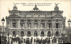 CPA Paris L'Opera Et La Station du metropolitaine