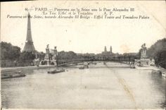 VINTAGE POSTCARD Paris Panorama On the Seine Towards the Bridge Alexandre III the Eiffel Tower and Trocadero