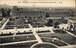 VINTAGE POSTCARD Paris the Louvre And Gardens Of the Carousel