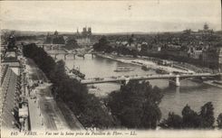 POSTAL París de la VENDIMIA vista en el Seine tomado Pavillon de Flore