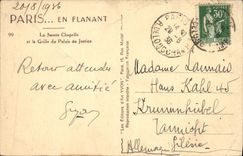 CPA Paris La Sainte Chapelle Et La Grille Du Palais De Justice