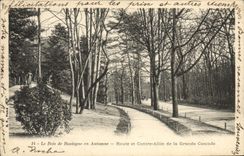 CPA Paris Le Bois De Boulognne En automne Route et contre allee de la grande cascade 