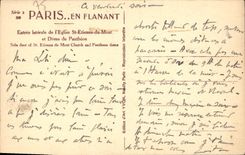 VINTAGE POSTCARD Paris Entered side of the Church St Etienne of the Mount and dome of the Pantheon