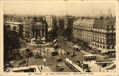 VINTAGE POSTCARD Paris the Place Saint Michel Bus