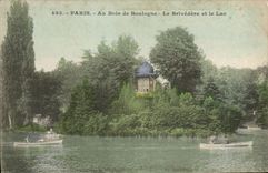 VINTAGE POSTCARD Paris At the Bois de Boulogne the View-point and the Lake