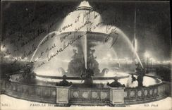 VINTAGE POSTCARD Paris the night the luminous fountain Places Harmony