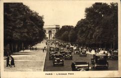 CPA Paris L'Avenue Foch Automobile