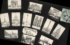 La torre Eiffel de París de la POSTAL de la VENDIMIA Arc de Triomphe Opera lleva a Denis santo Madeleine