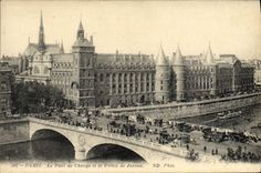 CPA Paris Le Pont au Change et le Palais de Justice Attelage Chevaux