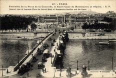 VINTAGE POSTCARD Paris Together of the Place of the Harmony the Sacring Heart of Montmartre and the Opera