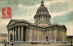 CPA Paris Le Pantheon et la statue de Jean Jacques Rousseau