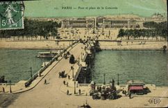 CPA Paris Pont et Place de la Concorde (animee)