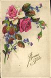 CPA Bonne Fete Fantaisie Fleurs