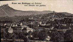 VINTAGE POSTCARD Gruss Aus Hechingen MIT Bahnhof vom Schrofen aus gesehen