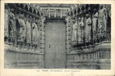 VINTAGE POSTCARD Rheims Its Cathearaie Gate of Left