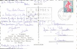 MODERN CARD Tarbes Rules of the Foch Marshal the town hall Allee from the Palm trees Massey Park the museum