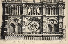 VINTAGE POSTCARD Paris Notre Dame Frontage the Rosette