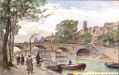 VINTAGE POSTCARD Paris the Bridge Marie Island Saint Louis