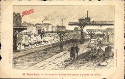 CPA Paris Le Quai de Valmy Les grues a pierre de taille Publicite Maggi