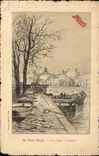 VINTAGE POSTCARD Paris the Quay of Anjou Maggi Publicity