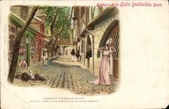 VINTAGE POSTCARD Paris Souvenir of the Beautiful Flower stand World Fair 1900 the Paris old man gravers of the street of the rampart