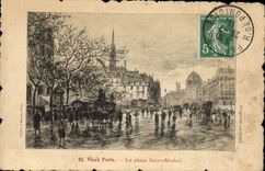 CPA Vieux Paris La Place Saint Michel