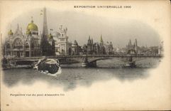 VINTAGE POSTCARD Paris World Fair 1900 View seen of the bridge Alexandre III Eiffel Tower