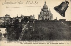 CPA Paris la basilique du Sacre Coeur de Montmarire et le Funiculaire Cloche