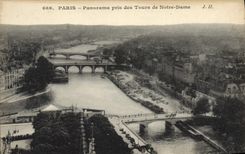 Panorama de París de la POSTAL de la VENDIMIA tomado de viajes de Notre Dame