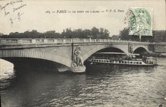 VINTAGE POSTCARD Paris the Bridge Of Alma Boat Barge