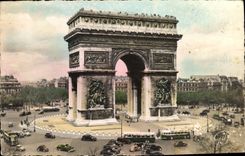 POSTAL MODERNA París y sus maravillas el lugar y Arc de Triomphe de Etoile