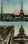 CPM Paris et ses Merveilles La Seine en amont de Notre Dame La tour Eiffel L'avenue des Champs Elysees et Invalides