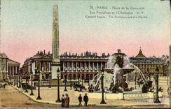 CPA Paris Place de la Concorde Les fontaines et l'obelisque