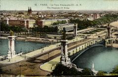 VINTAGE POSTCARD Paris the Bridge Alexandre lll