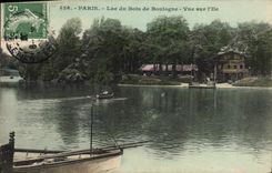 CPA Paris Lac du Bois de Boulogne Vue sur l'lle 