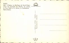 POSTAL MODERNA para recordar de París Opera la basílica del corazón de la consagración Arc de Triomphe Etoile de la catedral de Notre Dame de la torre Eiffel