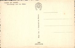 VINTAGE POSTCARD Paris the night New Bridge and the Seine