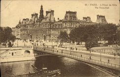 CPA Paris L'Hotel de Ville Bateau Peniche