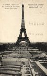CPA Paris Panorama des Jardins du Trocadero Vers la Tour Eiffel Elephant