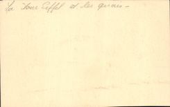 La POSTAL París de la VENDIMIA la torre Eiffel y el barco de los muelles Barge