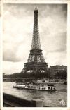 VINTAGE POSTCARD Paris And its Wonders the Tower Eiffel Boat Barge