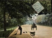 VINTAGE POSTCARD Paris Bois de Boulogne the road of Suresne the morning