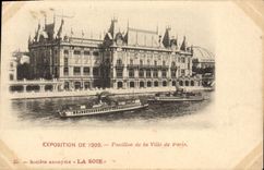 VINTAGE POSTCARD Fair of 1900 House of the Town of Paris Boat Barge