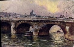 VINTAGE POSTCARD Paris the new bridge and the institute